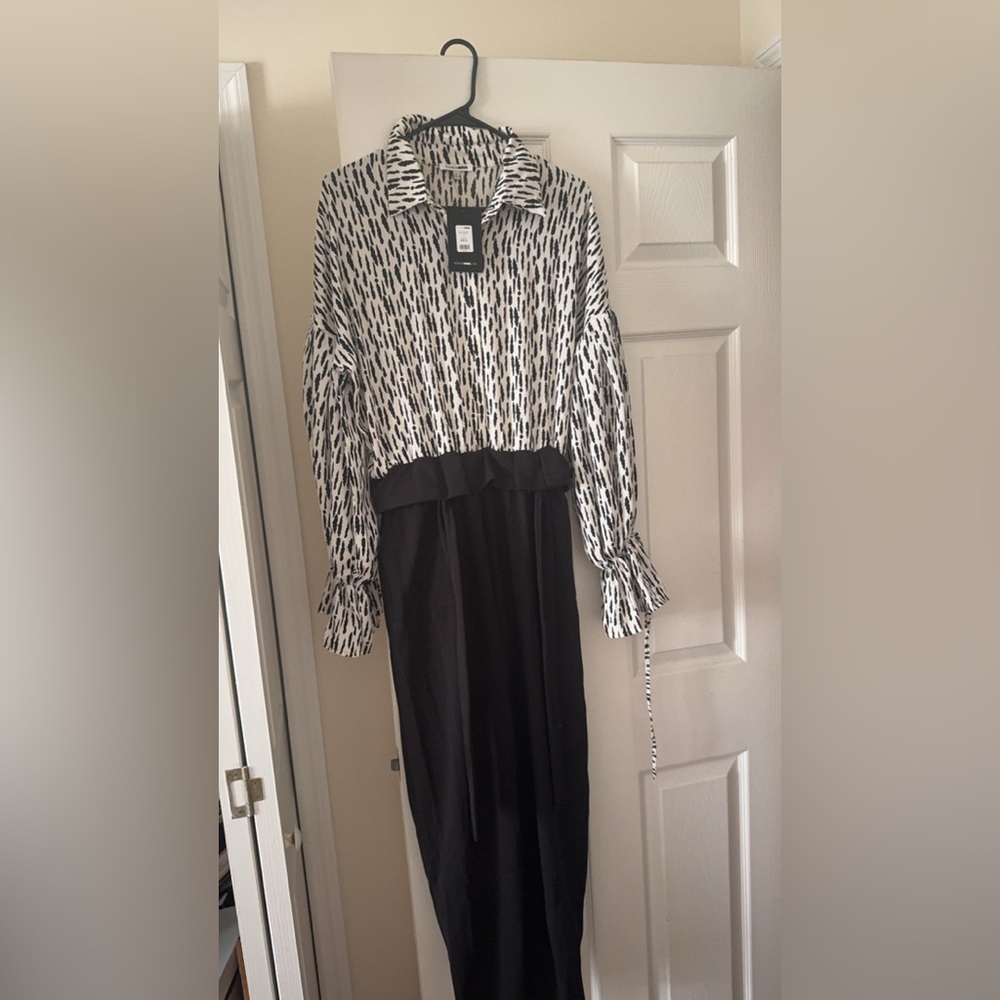 Black and white business jumpsuit